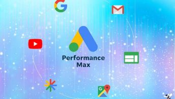 Performance Max blauwe achtergrond items Google