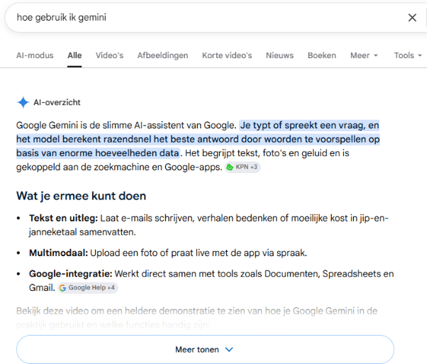 Google Gemini en AI Mode