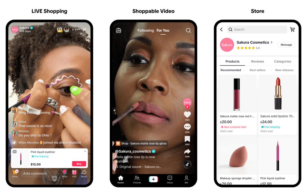 TikTok shops - voorbeelden