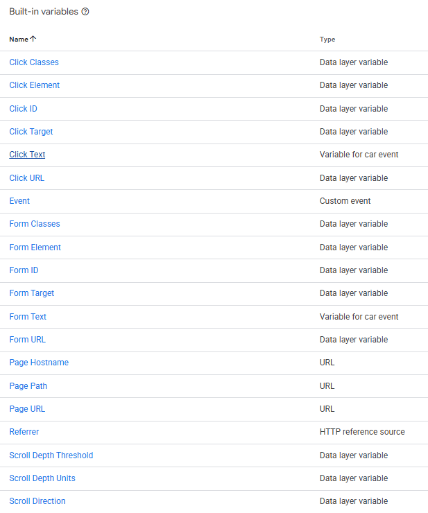 Variabelen google tag manager